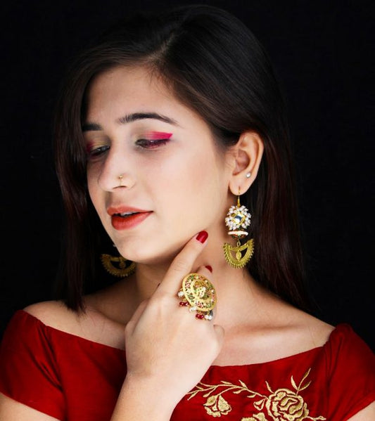 Kundan Meena Bead Dangler