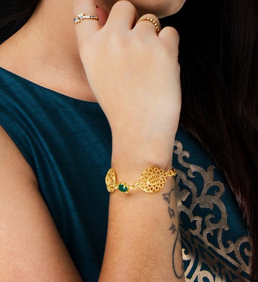 Green Stone Filigree Bracelet