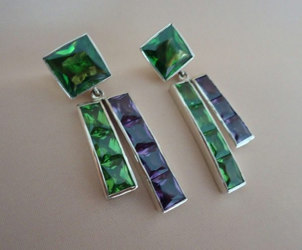 Green & Purple Musical Earrings