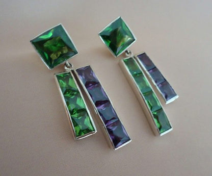 Green & Purple Musical Earrings