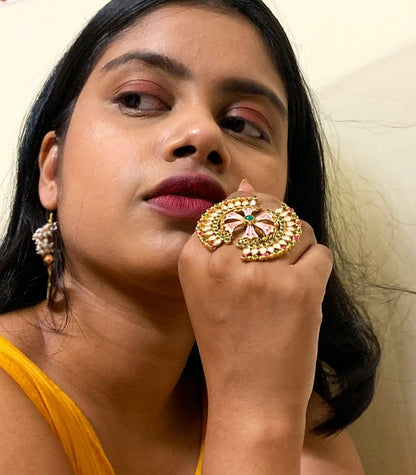 Pink City Meenakari Ring