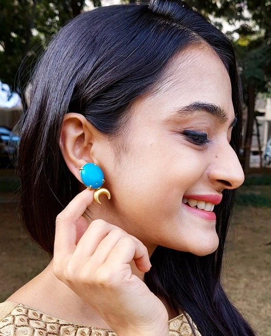 Turquoise Moon Stud