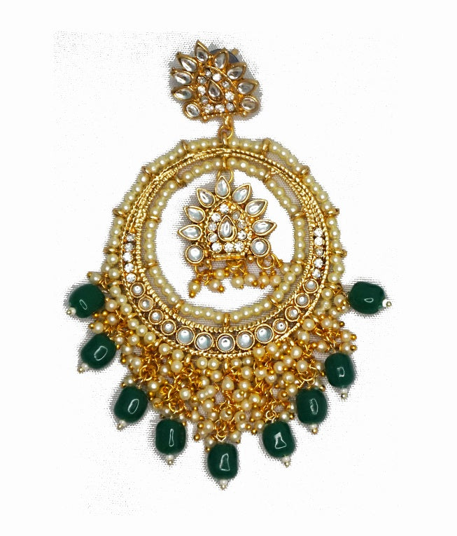 Alankar Green Bold Chandbali