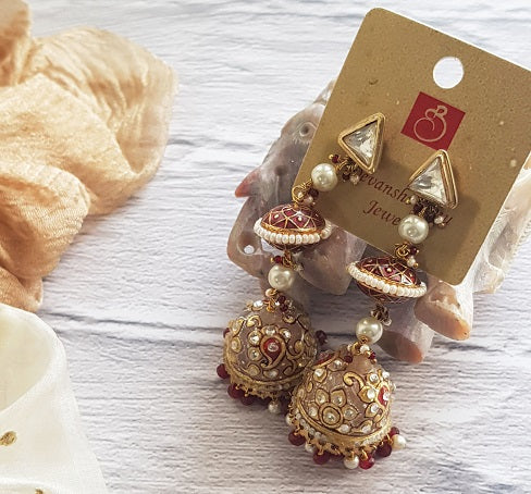 Rose Quartz Painted Jhumka
