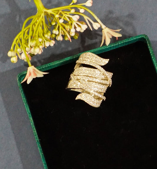 White Spiral Cocktail Ring