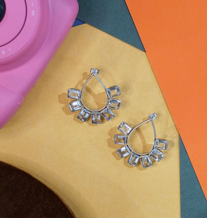 White Pear Drop Earrings