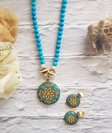 Turquoise Round Painted Necklace