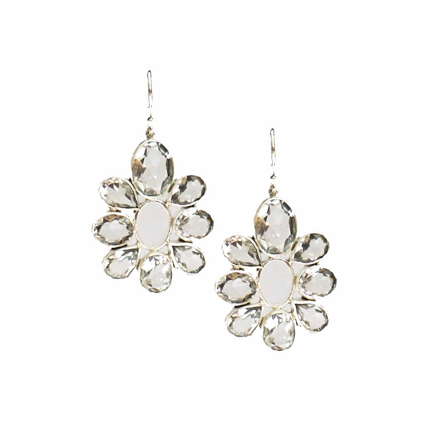 White Oval Earrings
