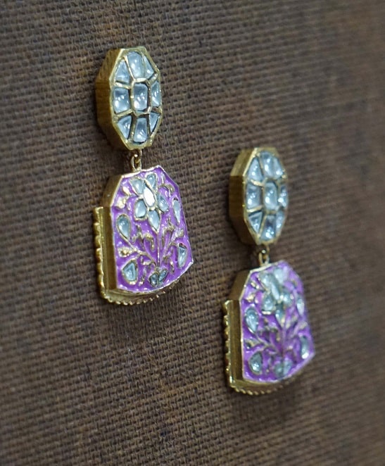 Pink Meenakari Danglers