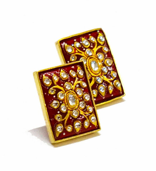 Coral Rectangle Stud