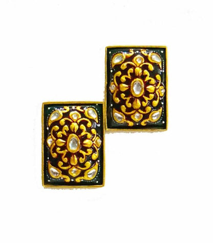 Green Onyx Rectangle Stud