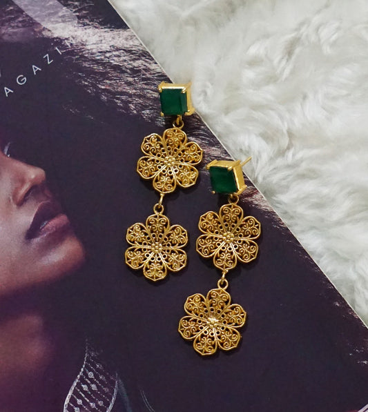 Green Stone Flower Dangler