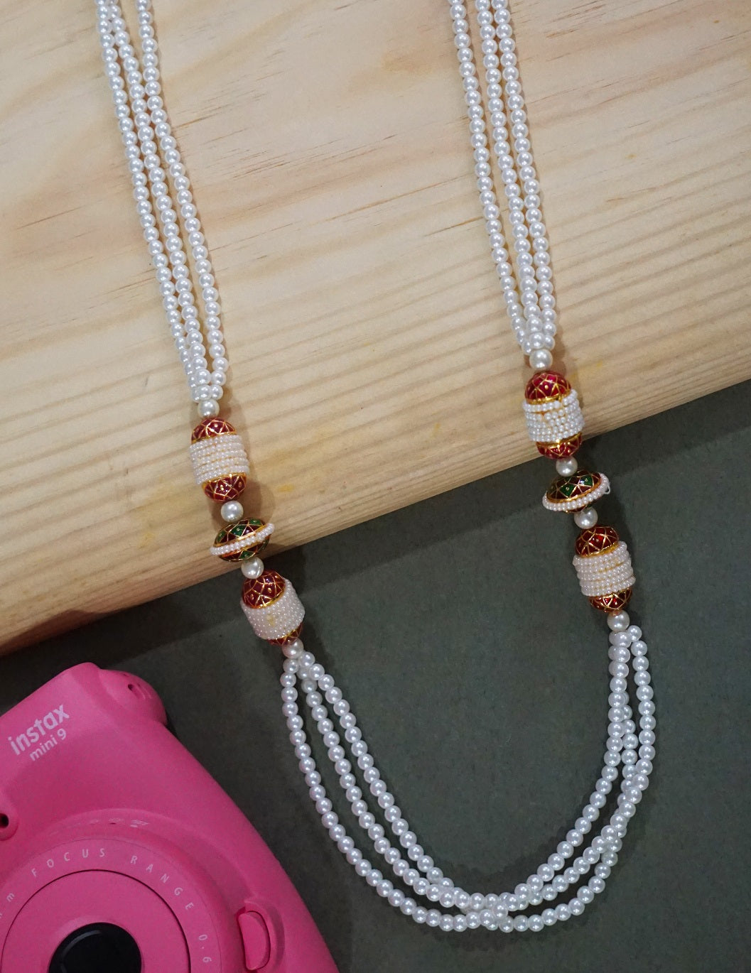 Pearl Red Opera Necklace