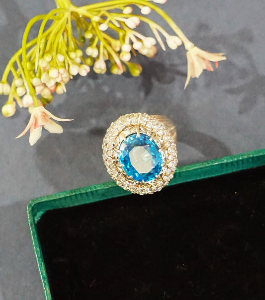 Aquamarine Oval Princess Cocktail Ring