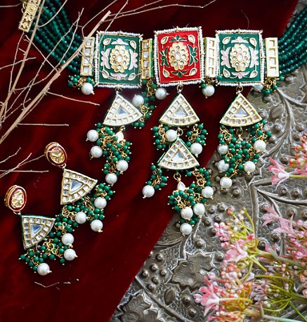 Alankar Red Meenakari Princess Set