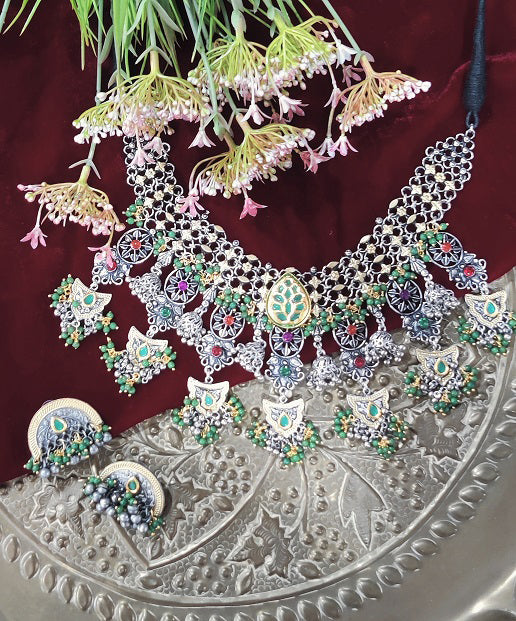 Alankar Tribal Princess Green Necklace Set