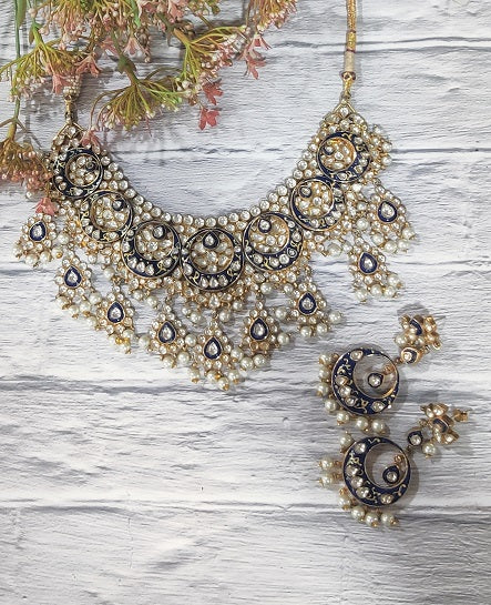Blue Meenakari Bridal Necklace Set