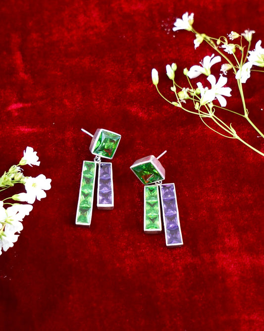 Green & Purple Musical Earrings