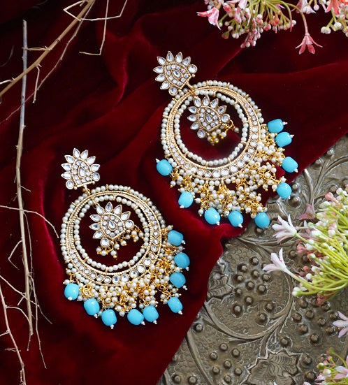 Alankar Turquoise Bold Chandbali