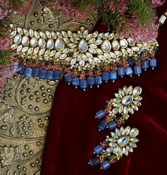 Alankar Kundan Chokar Purple Bridal Set