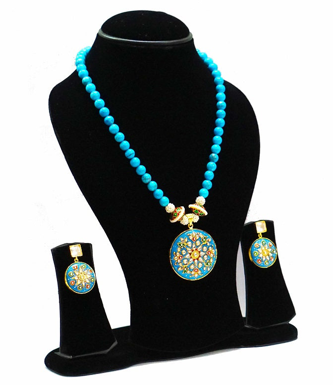 Turquoise Round Painted Necklace