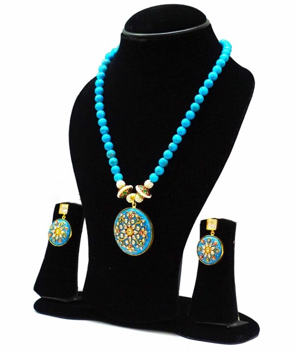 Turquoise Round Painted Necklace