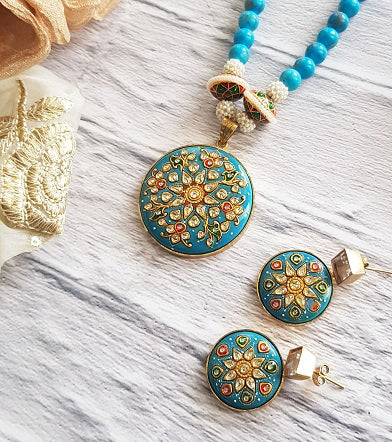 Turquoise Round Painted Necklace