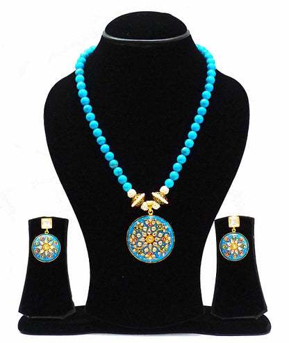 Turquoise Round Painted Necklace