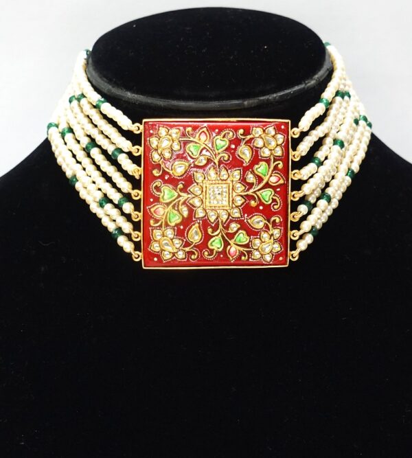 Red Square Necklace Set