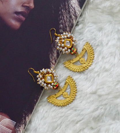 Kundan Meena Bead Dangler