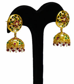 Aari Red White Jhumka