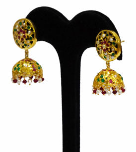 Aari Red White Jhumka