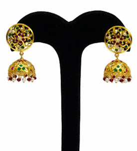 Aari Red White Jhumka