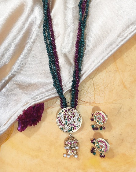 Aari Jhumki Layer Necklace Set
