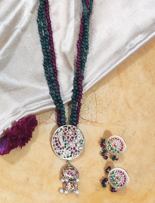 Aari Jhumki Layer Necklace Set