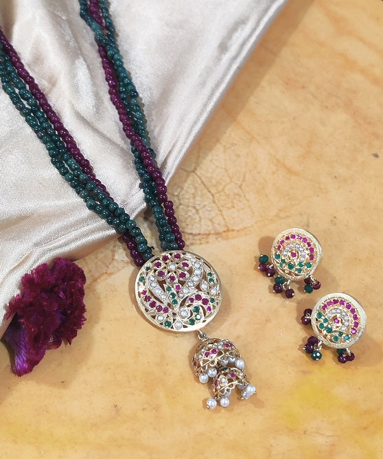Aari Jhumki Layer Necklace Set