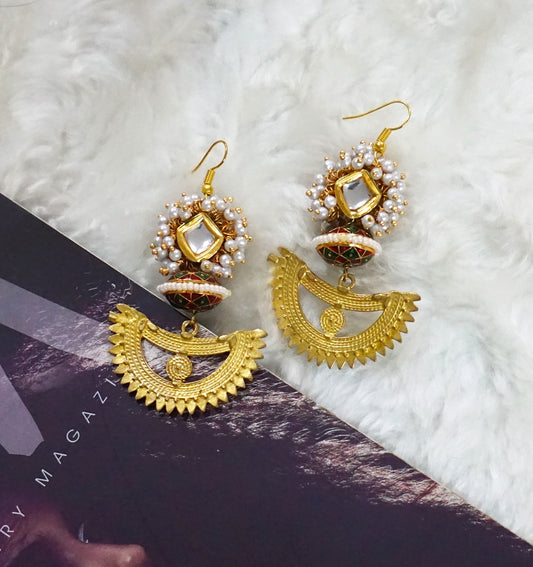 Kundan Meena Bead Dangler