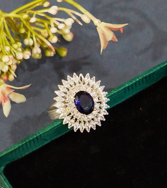 Blue Oval Cocktail Ring