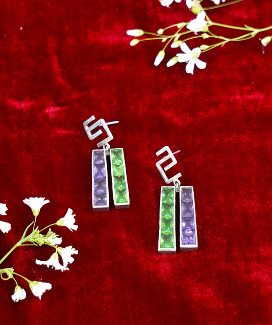 Green & Purple Musical Earrings