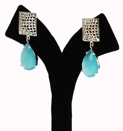 Interweave Blue Pear Earring