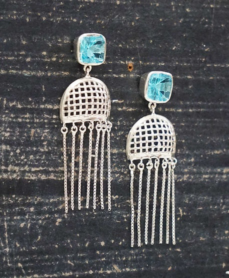 Interweave Blue Chain Earring