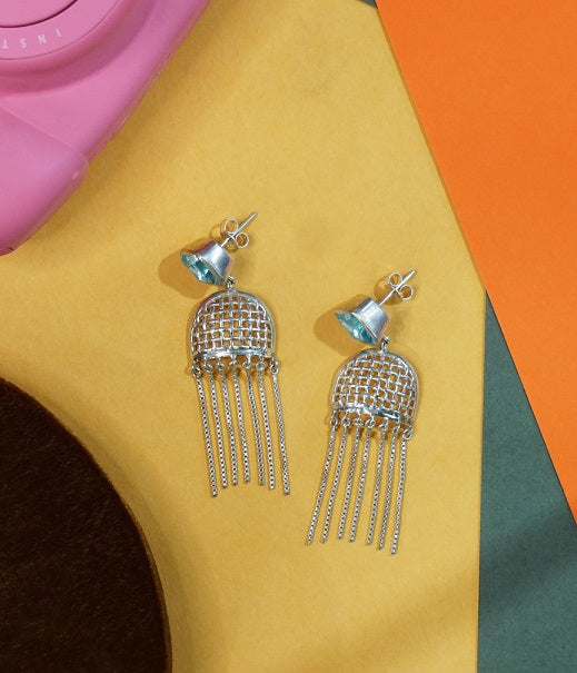 Interweave Blue Chain Earring