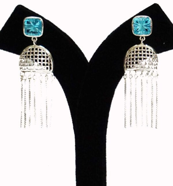 Interweave Blue Chain Earring