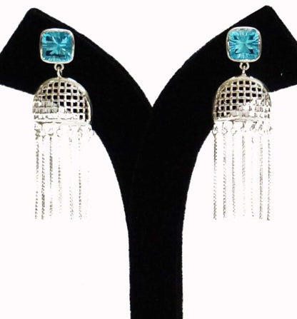Interweave Blue Chain Earring