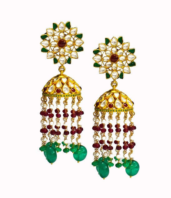 Floral Kundan Bridal Jhumka