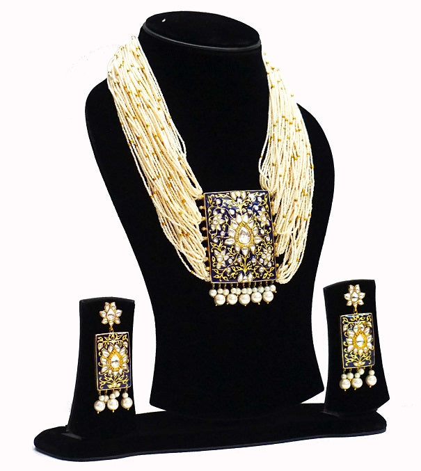 Blue Meenakari Bridal Necklace Set