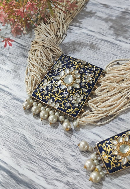 Blue Meenakari Bridal Necklace Set