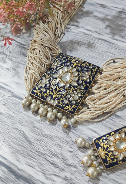 Blue Meenakari Bridal Necklace Set