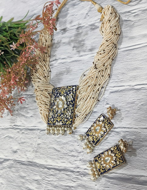 Blue Meenakari Bridal Necklace Set