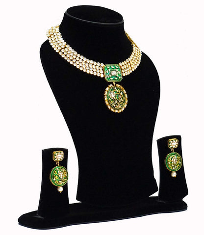 Green Meenakari Bridal Necklace Set